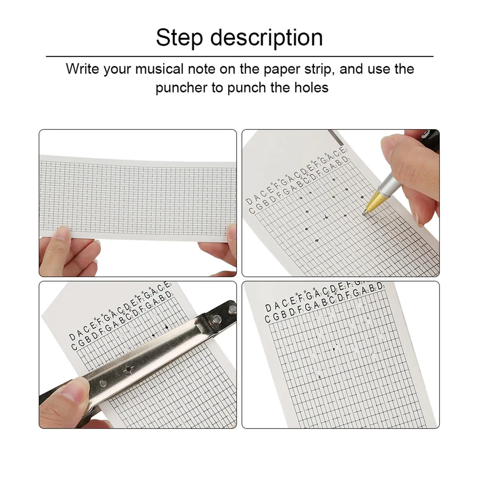 30 Note Musical Box Kit: Hand Crank Mechanism, Hole Puncher & 20 Blank Tapes for diy Gifts