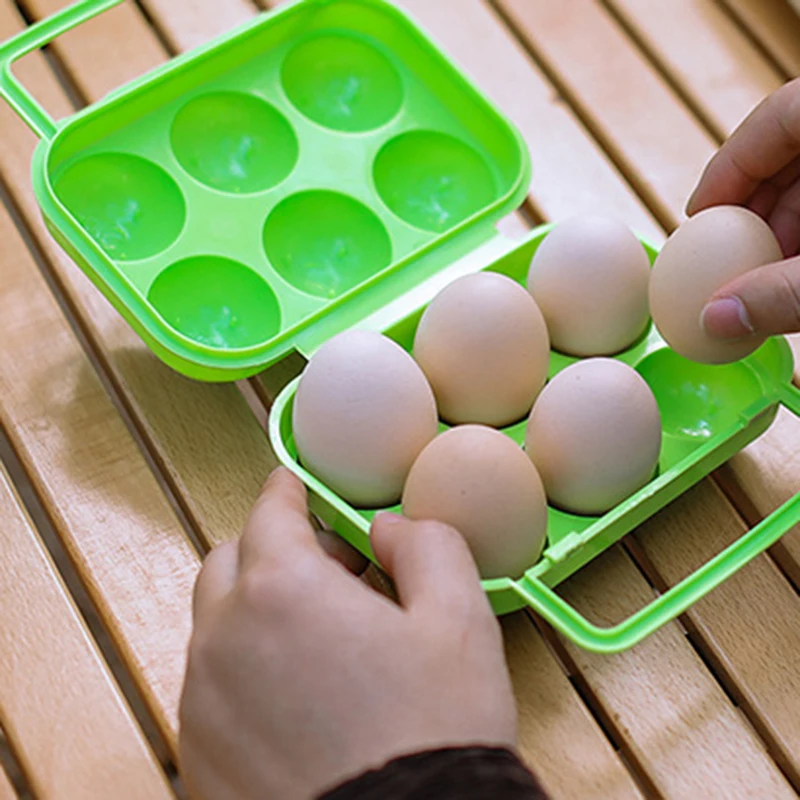 6/12 Grid Egg Storage Box Plastic Travel Portable Kitchen Utensils Outdoor Picnic BBQ Camping Tableware Camping Gear portable tableware egg storage box