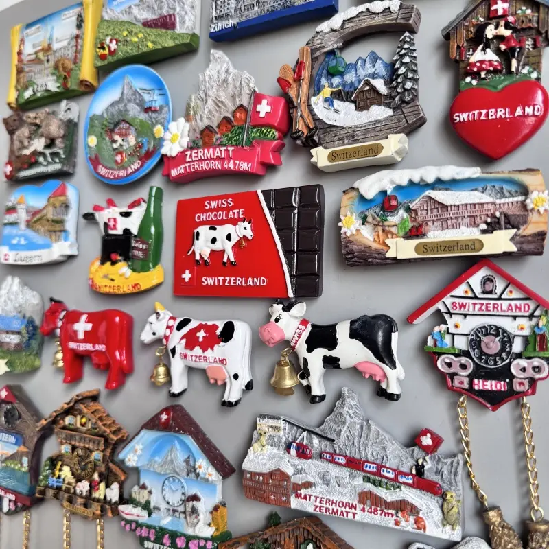 Switzerland Fridge Magnets Bern Zurich Zermart Luzern Swiss Dairy Cow Jungfraujoch Skiing Cuckoo Clock Home Decor Collection - Image 4