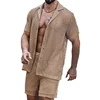 Men's Suits Solid Color Lapel Short Sleeved Shirt Summer Shorts Casual Fashion Two-piece Set for Men 5
