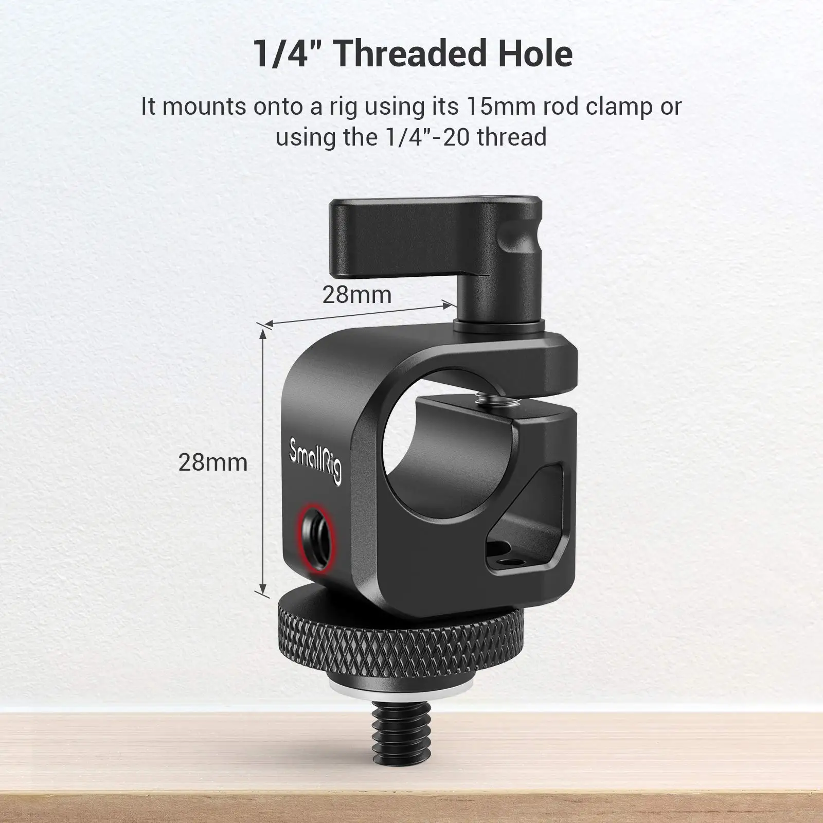 DSLR Rig System 15mm Rod Clamp with 1/4" Thread Hole to Attach Camera Microphone