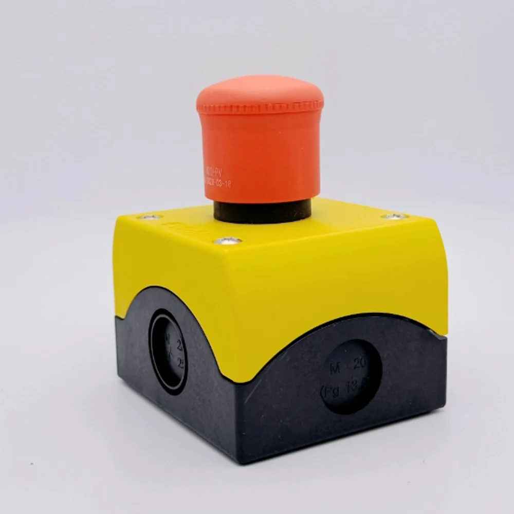 Original Not-Aus-Start-Drucktastenschalter, wasserdichte Box M22-PV/KC02/IY M22-PV/KC11/IY 1NO 1NC elektrische Kontaktsteuerung