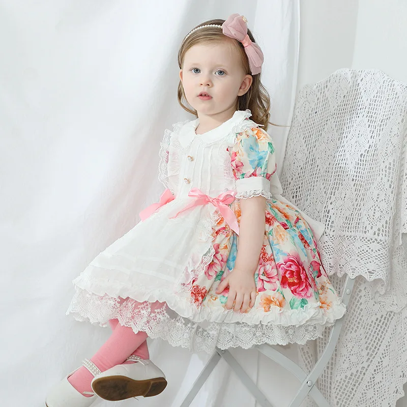 

Bubble Skirt Tutu Lolita Floral New Toddler Girl Dresses Baby Summer Dress Kids Girls Soft Cotton Princess Dress Clothes Vestido