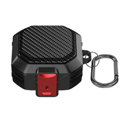 Enhanced Protective Buckle Armor Earbud Case with Hook Attachment - Galaxy Buds Pro (Black and red)
