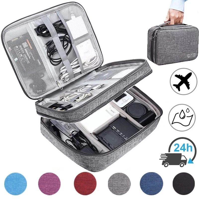 Cable Storage Bag Waterproof Digital Electronic Organizer Portable USB Data Line Charger Plug Storage Bag Travel Cable Organizer anti lost earphone data cable storage silicone strap strap cable organizer buckle hub cable strap cable tie cable organizers