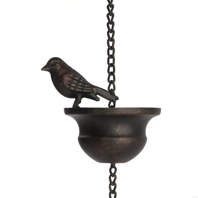 F68D 2.4 Meter Bird Rain Chain Water Drain Gutter for Garden Home Roof Downspout