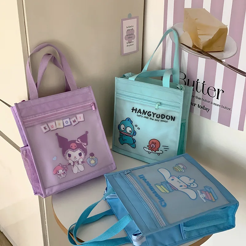 

Sanrio Hello Kitty Tutoring Bag Kawaii Anime Kuromi Cinnamoroll Girl Heart Cartoon Cute Tote Bag Children Gift for Kids
