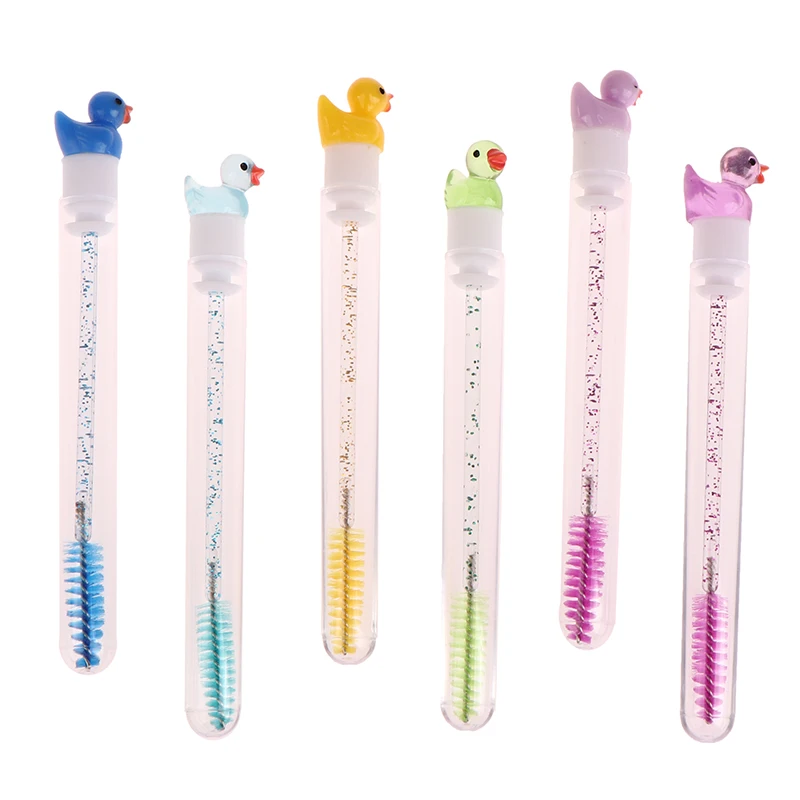 1 Stück wieder verwendbare Tube Wimpern bürste Augenbrauen bürste niedlichen Ente Design Kristalls tab staub dicht Wimpern verlängerung Werkzeug Wimpern Mascara Zauberstab – Detail 10