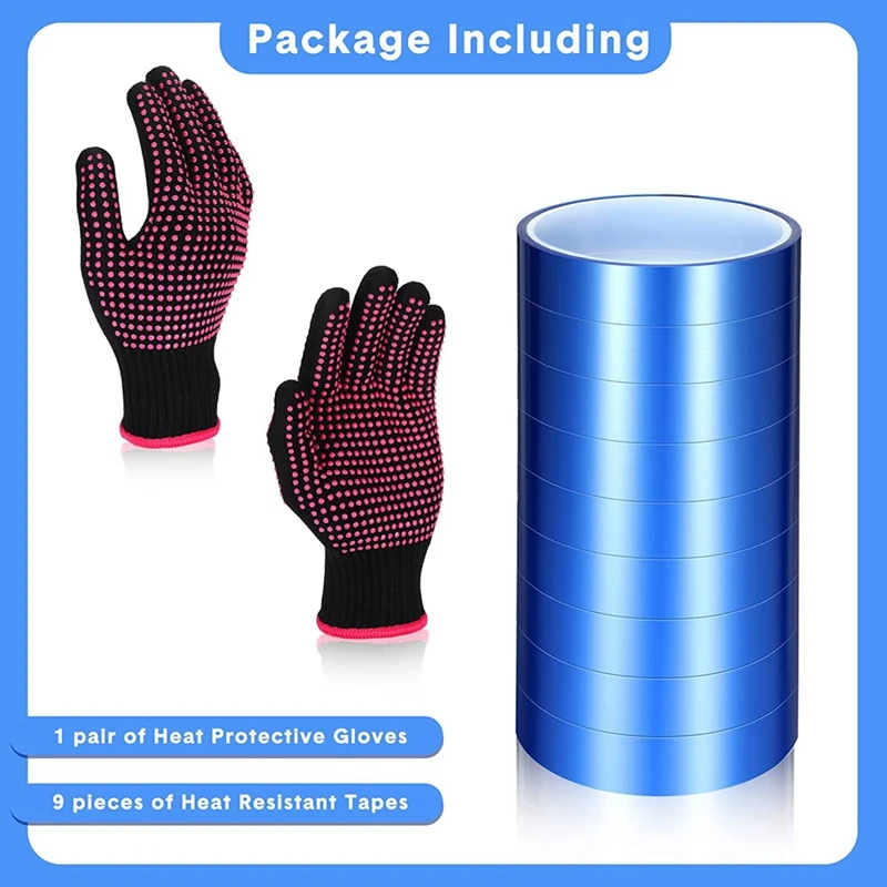 Heat Resistant Gloves and 3 10mm X33M 108Ft Heat Press Tape, Heat