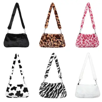 ⁦New Women's Casual Shoulder Bag Animal Print Leopard Plush Lady Shoulder Underarm Bag Female Messenger Bag Crossbody Bags⁩ – תמונה ⁦1⁩