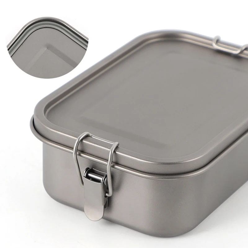 800ml/1200ml Healthy Titanium Alloy Portable Bento Dinner Box Leak-Proof Lunch Box Rectangle Food Storage Containers TitaniumBox 4