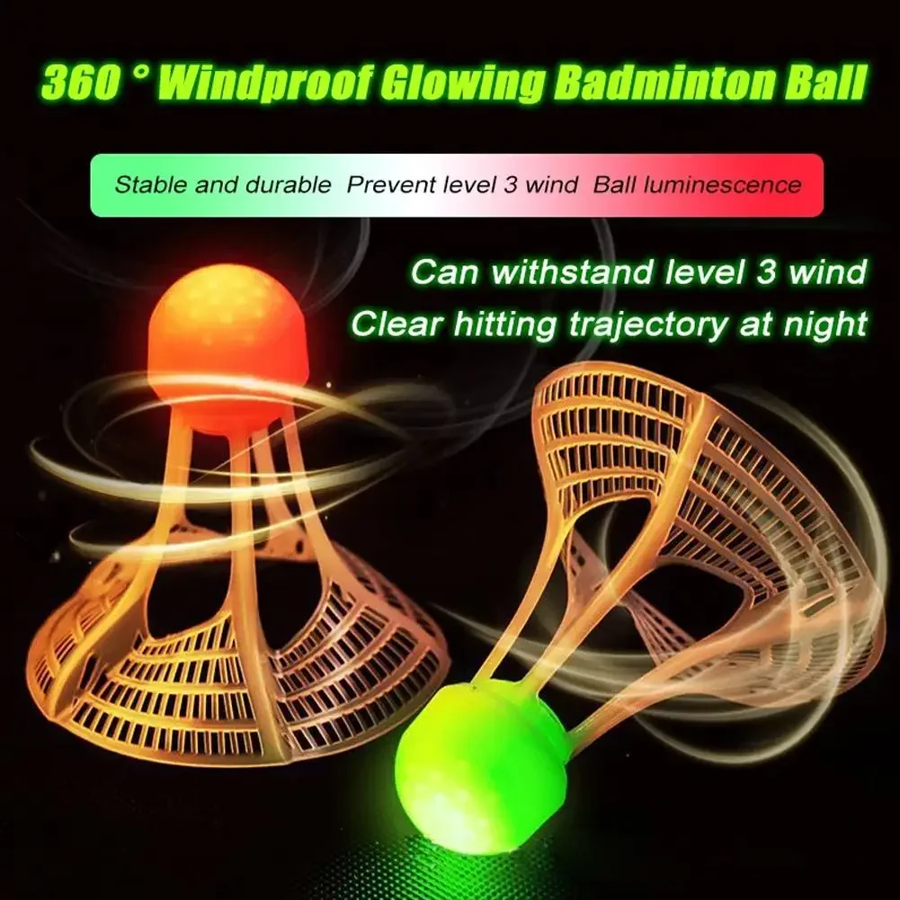 Badminton Ball Badminton Shuttlecock Feather Shuttlecock 1pc Glow-In-The-Dark Windproof Badminton Shuttlecock Ball Wind Resistance Training