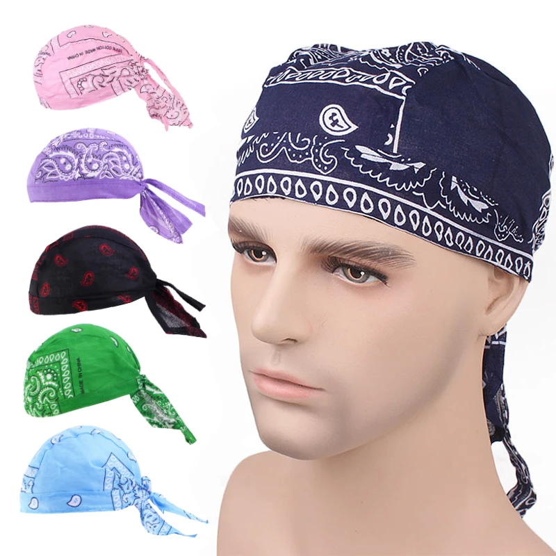 Punk Style Head Scarf Punk Style Cotton Durag Headband - Elastic Knit Turban For Men Cycling & Sports Cycling Head Protection