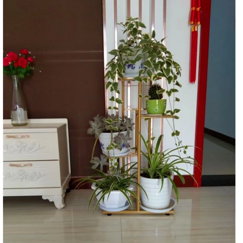 Plant Stand Iron Flower Stand Pots Tray Shelf for Home Balcony Garden Decoration