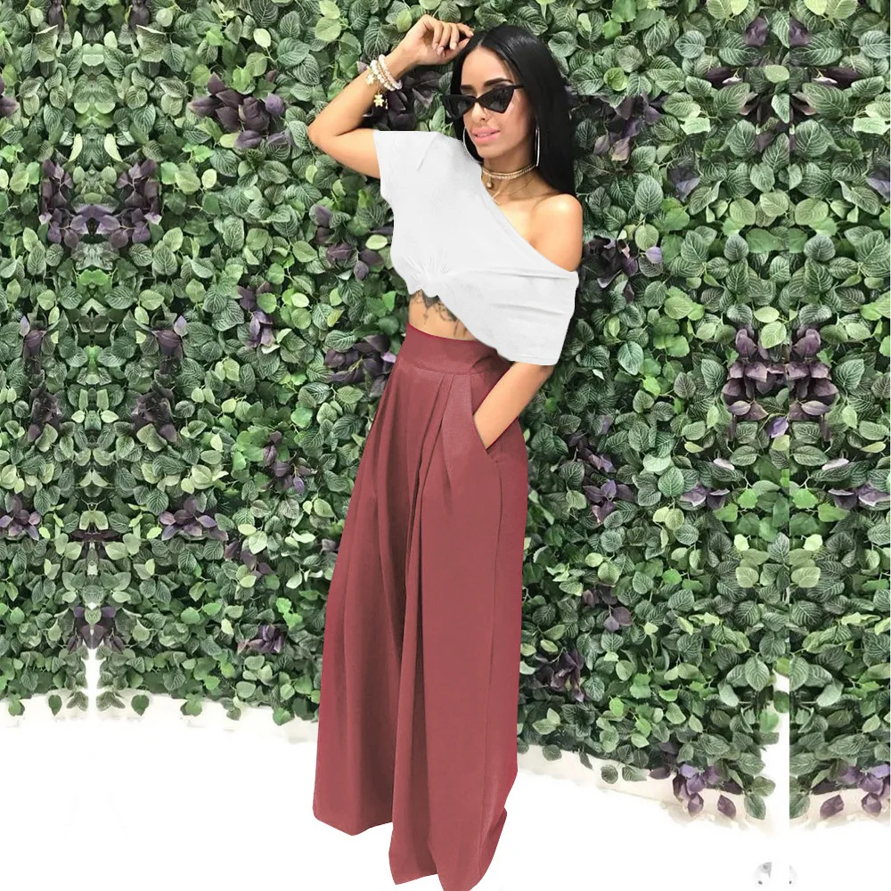 Mustard Draped Top + Burgundy Wide Leg Pants - Irony of Ashi