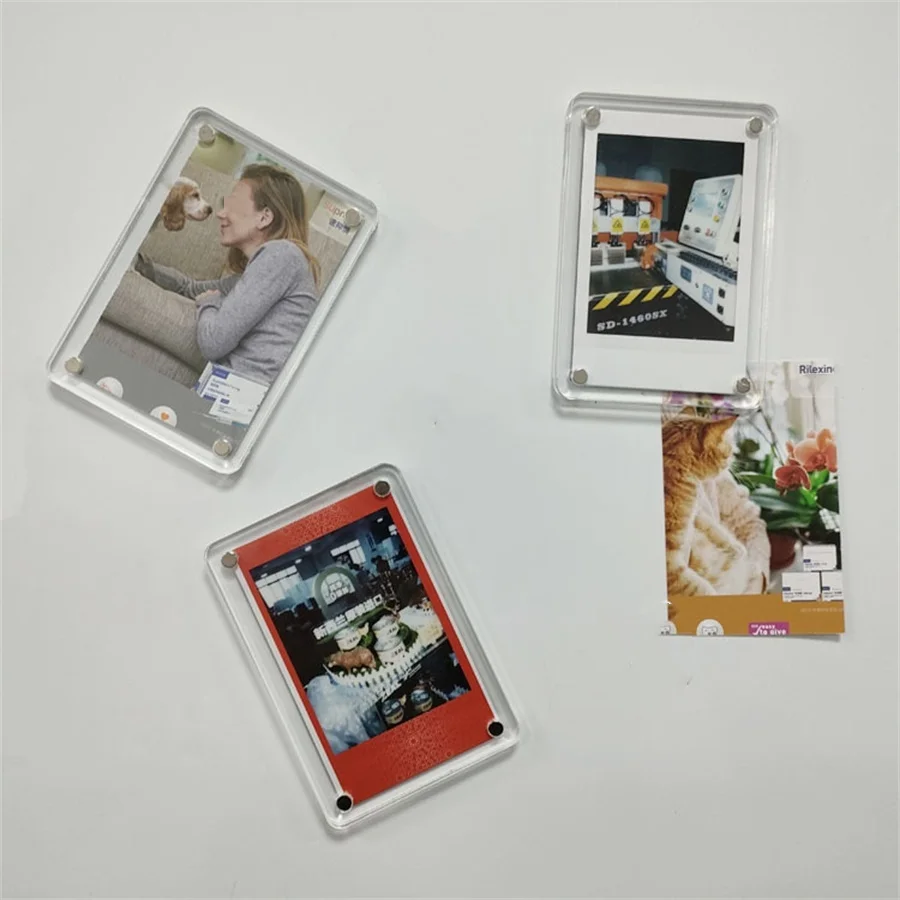 Polaroid 3inch Photo Refrigerator Magnetic Photo Frame Creative Transparent Acrylic Magnet Diy Assembled Display Stand 1