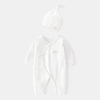 Lawadka 0-6M Spring Baby Girls Boys Romper Hat Cotton White Clothes For Girls Fashion Infant Jumpsuit Newborn Babies 0 to 3 M 2