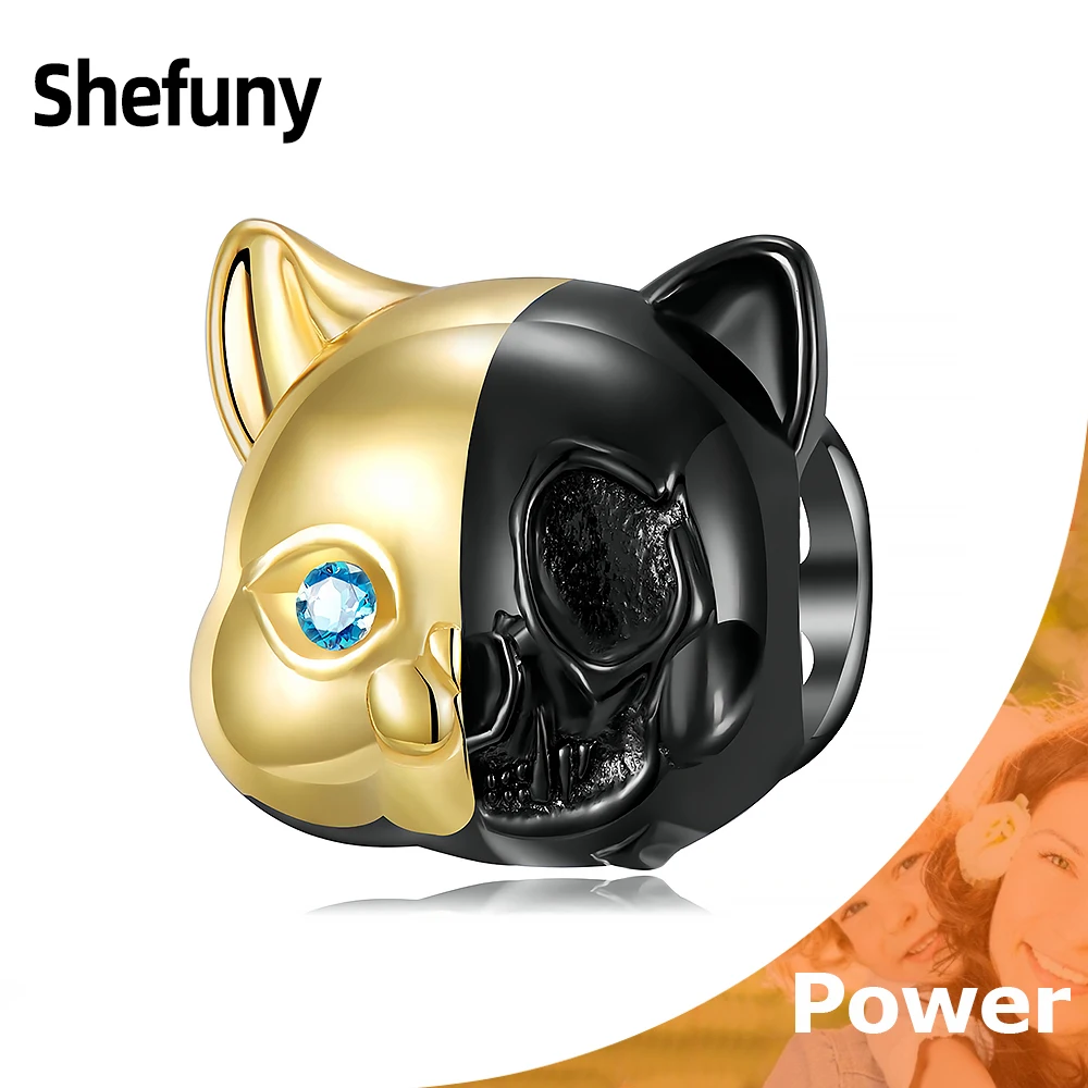 

925 Sterling Silver Cat Animal Charms Blue Zircon Skull Beads Fit European Bracelet Necklace For Women Accessories Fine Jewelry