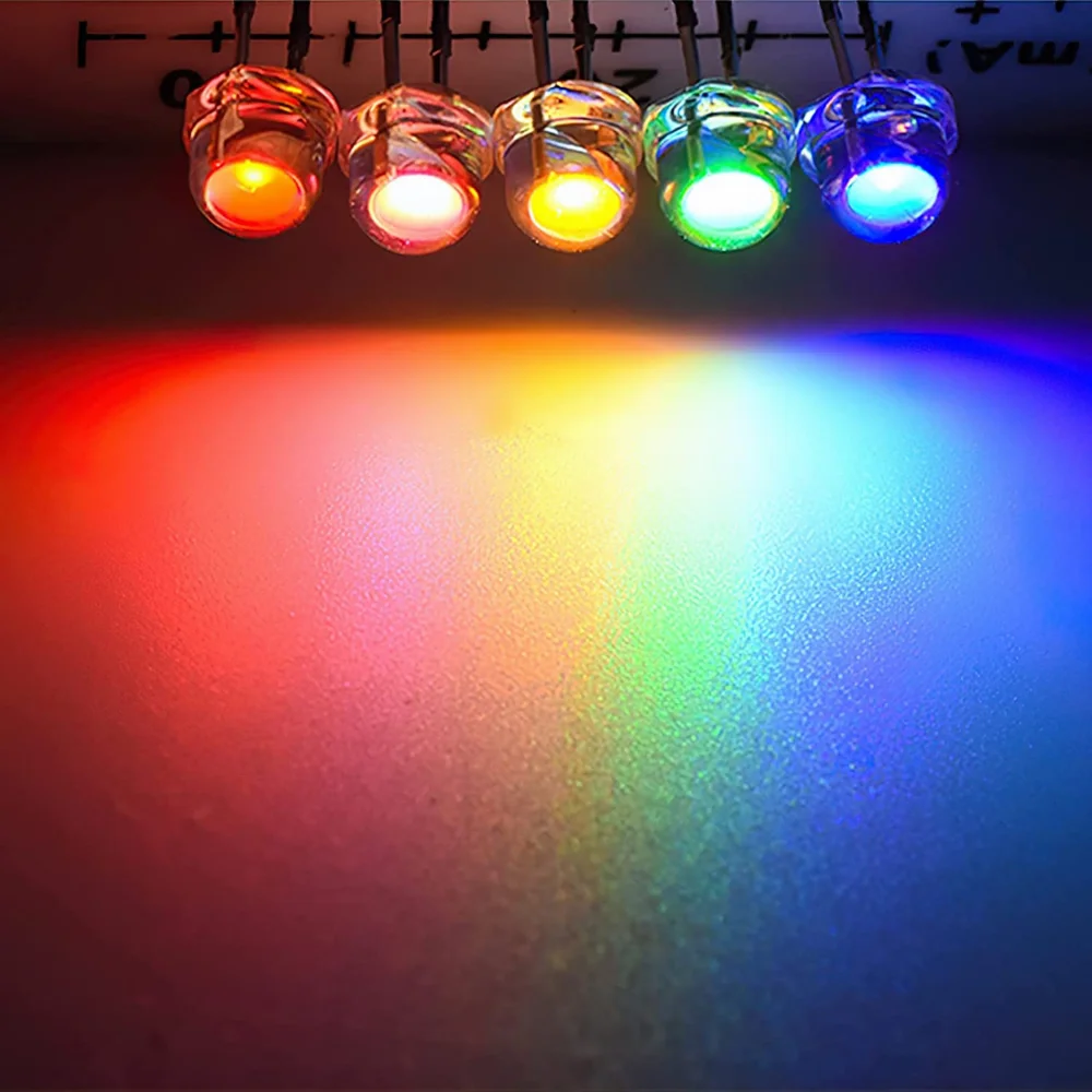 100PCS 5MM Straw Hat LED Diode DIY Assorted Kit Super Bright Lamps F5 Light Emitting Diodes White Red Yellow Green Blue Diodos