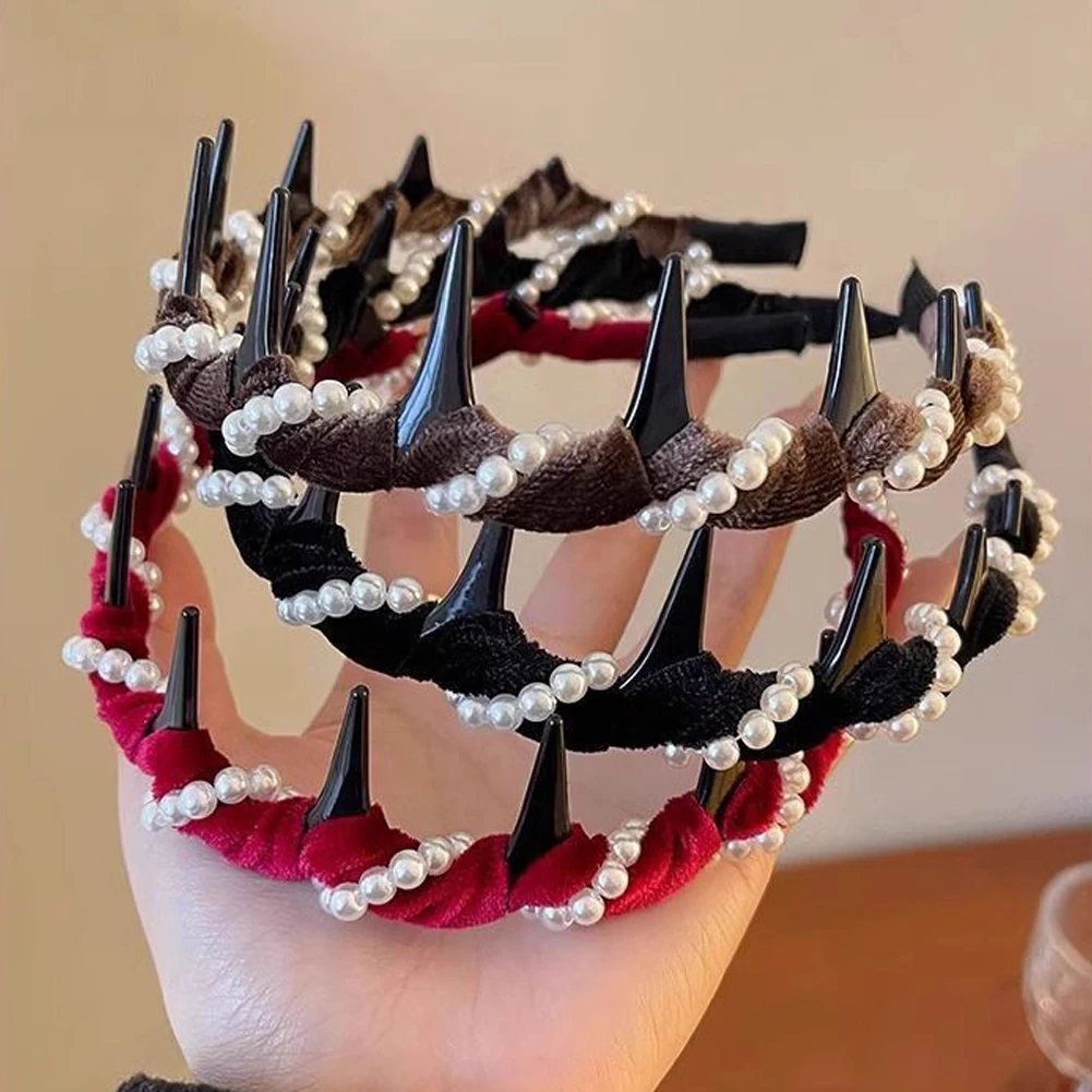 Women Color Toothed Non Slip Hairband Headband