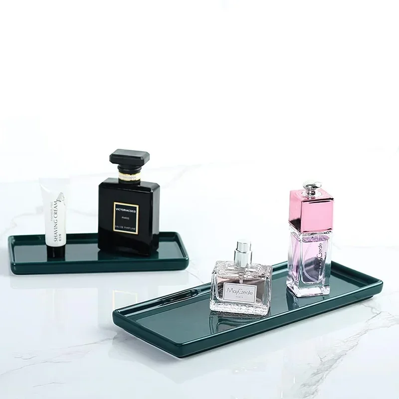 Japanese-style Rectangular Ceramic Tray Plate White Porcelain Rectangular Plate Mouthwash Cup Tray Bathroom Living Storage Tray 2