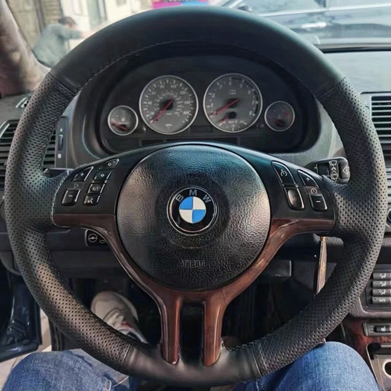 Auto-lenkrad-abdeckung-f-r-BMW-E39-E46-325i-E53-X5-Mikro-faser-Leder ...