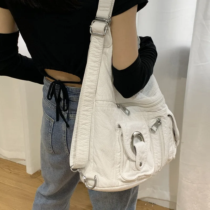 2025 Korean version personalized simple and versatile single shoulder diagonal cross bag for class commuting bag, large capacity