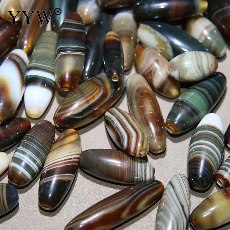 2pcs Natural Tibetan Agates Dzi Beads Mixed Length About 12.4-16.2mm Hight About 22.4-47.7mm Necklace Pendant Diy Accessories