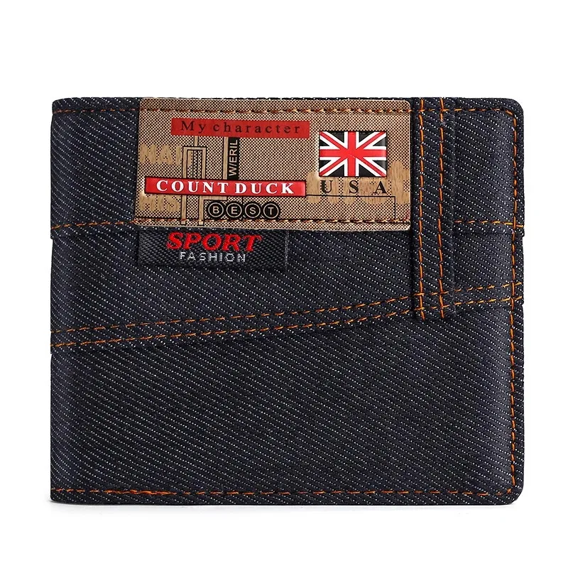 Universal canvas wallet, short men's bifold wallet, multiple card slots, cash clip, ultra-thin simple design wallet 4