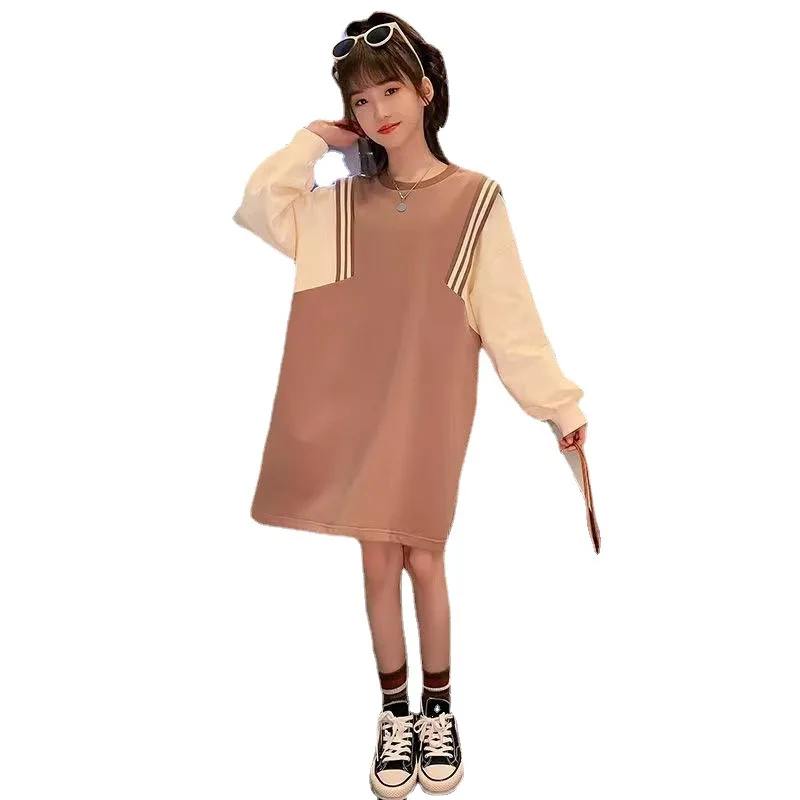 ZOETOP 2024 한국 여름 여중생 긴 소매 원피스 십대 소녀 대비 스트레이트 원피스 원피스, 캐주얼 원피스