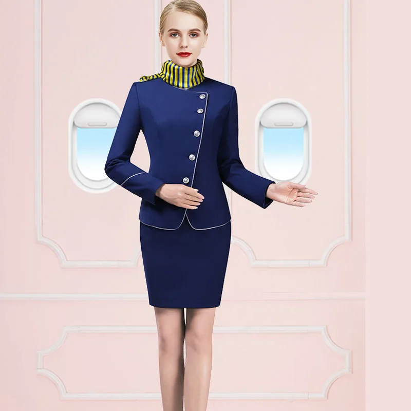 

New Hot Sale Flight Stewardess Uniform Hotel Front Desk Interview Formal Work Clothes Women's Skirt Suit