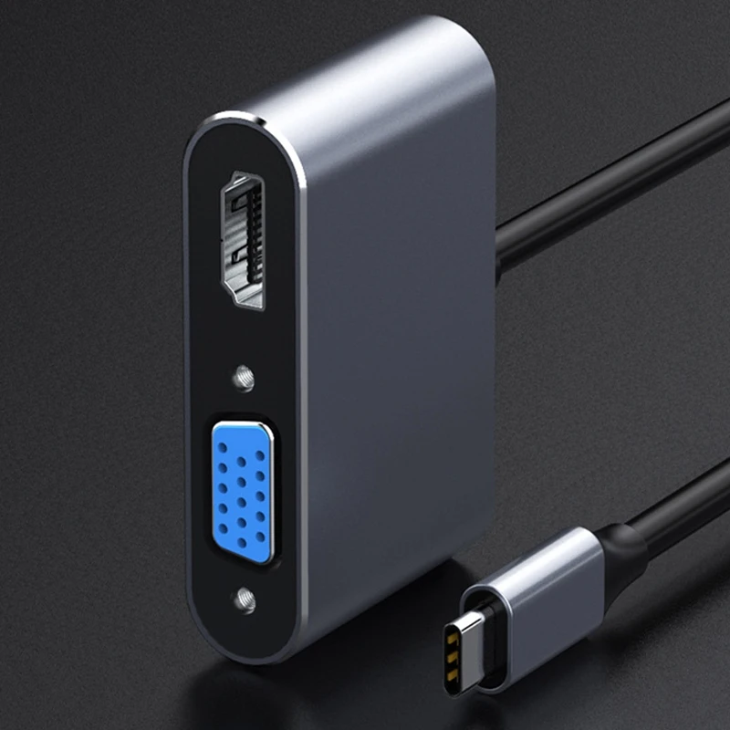 USB C to HDMI VGA Multiport Adapter 4K Type C USB-C HUB Video Projectors Converters Port Adaptor for Macbook Pro