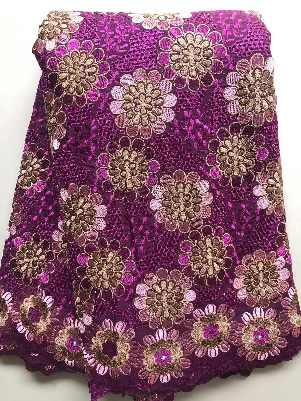 

2023 Newest Design Swiss Voile Lace Fabric French Nigerian Cotton Dry Lace With Stones For Sewing Women Evening Party Dresses