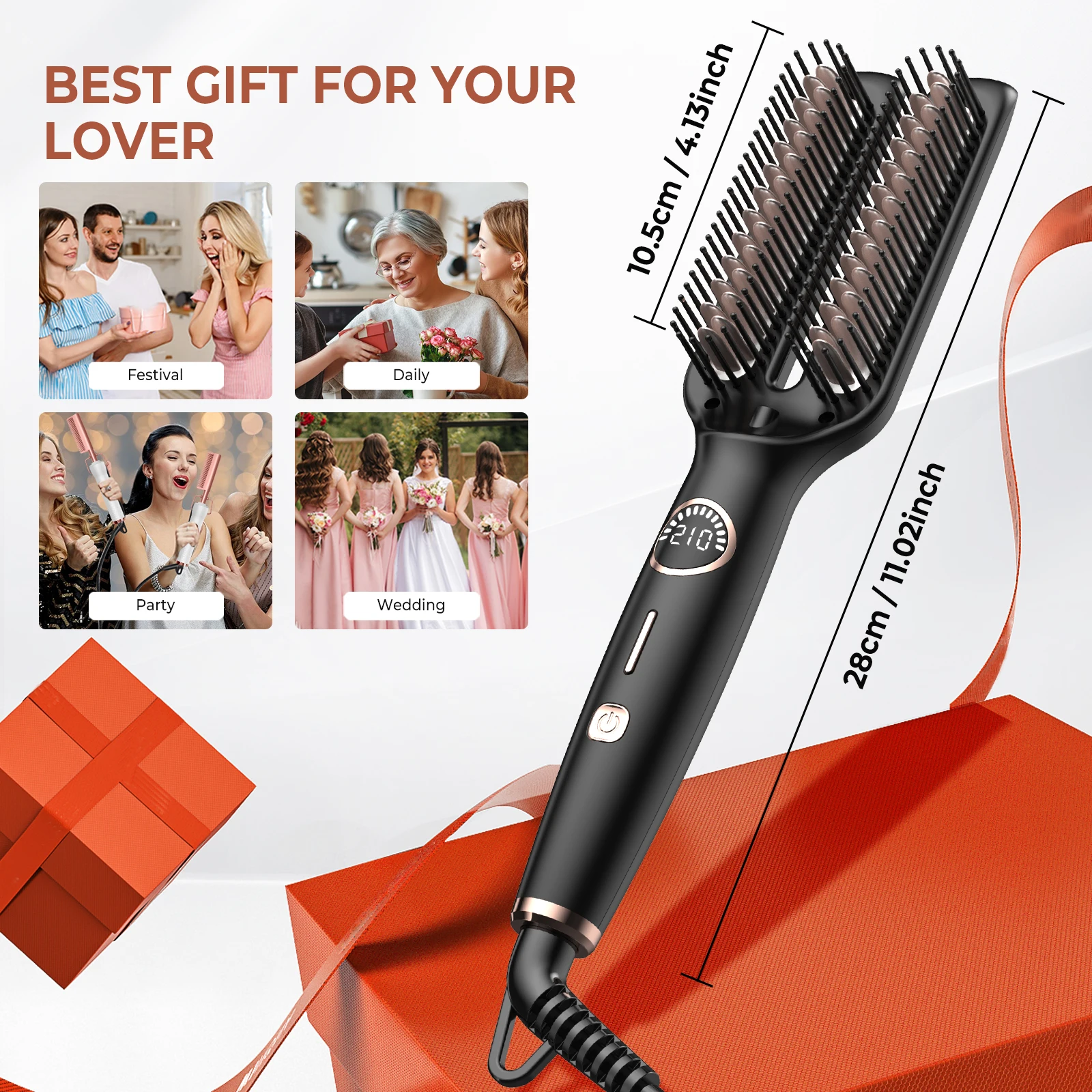 Electric Hot Comb Multifunctional Straight Hair Straightener Comb Negative Ion Anti-Scalding Styling Tool Straightening Brush 6