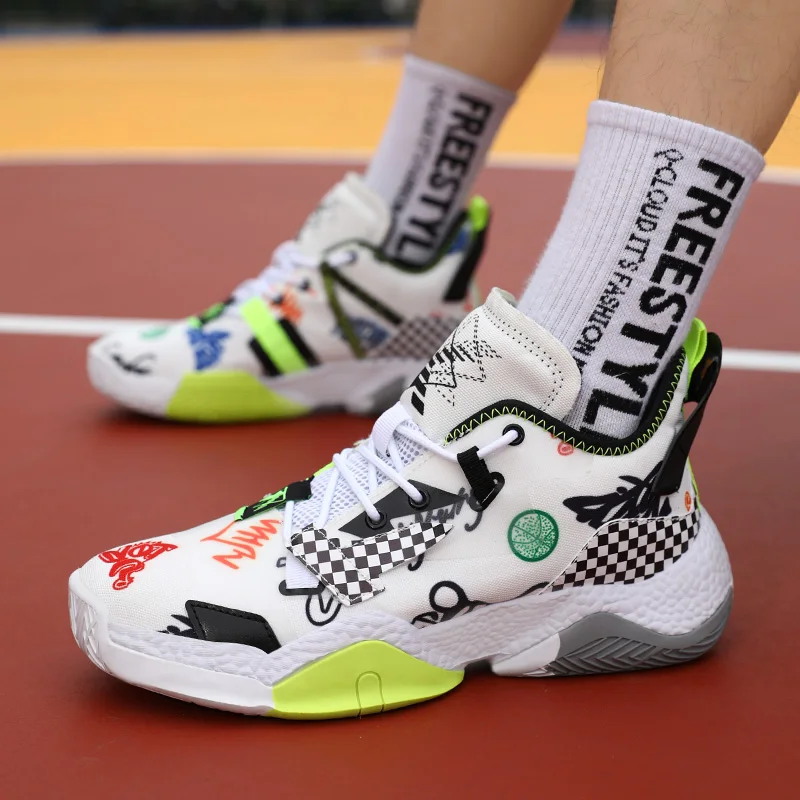 

Brand Fashion Printed White Sneakers Basket for Men Women High Quality Professional Sport Shoes Men High Top Chunky Sneakers Men