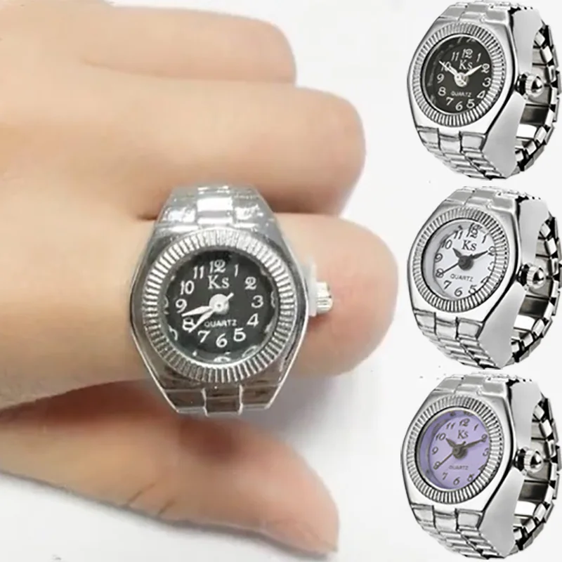 Acquista Orologio da dito punk vintage Mini cinturino elastico in lega Orologi Coppia Anelli Orologio gioielli Retro romano in Italia a partire da 7.85