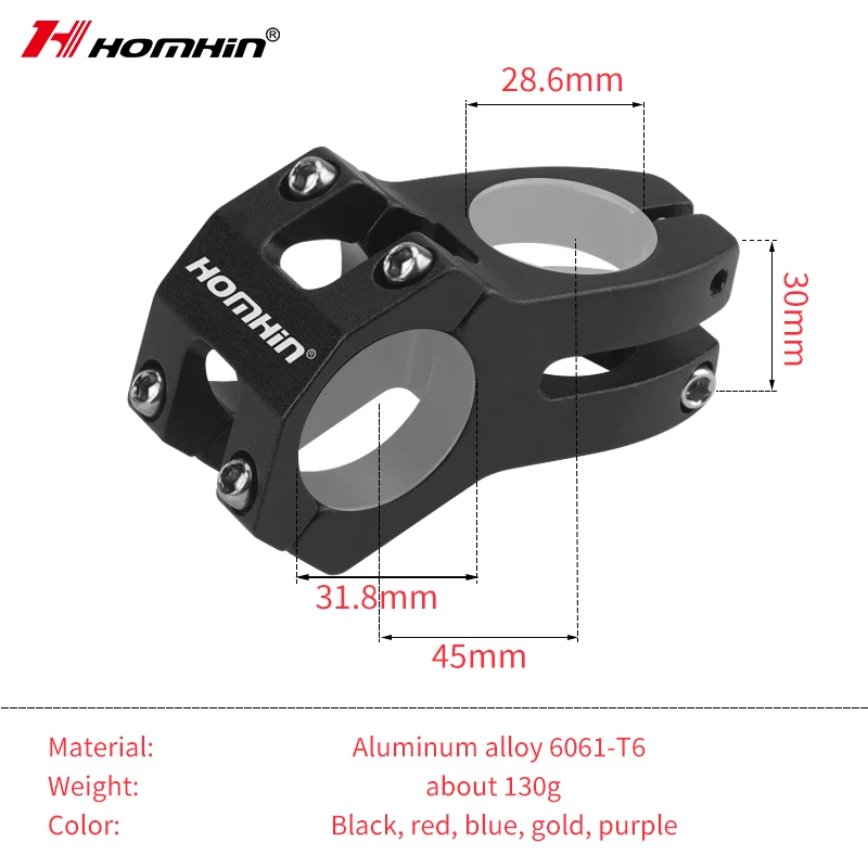 Mtb Handlebar Stem 31.8 Road Bike Bicycle Bridge Power Aluminum Alloy Handle Mountain Parts 45MM Cycling Sports
