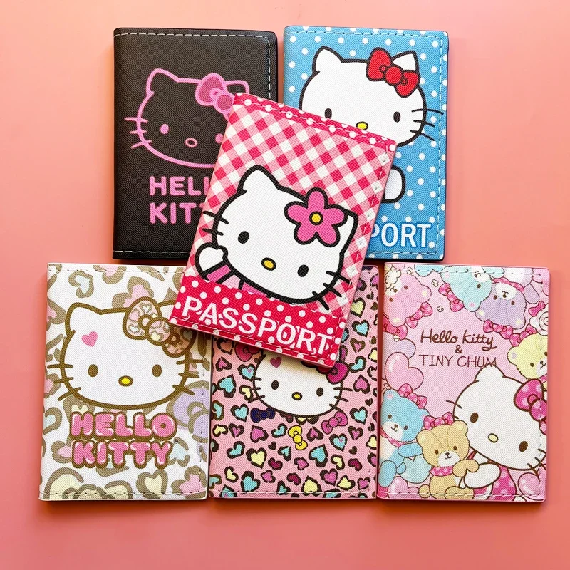 Lovely Sanrio Passport Cover Credit Card Holder Women Ladies PU Leather Business Card Bag Passport Holder Small Gift