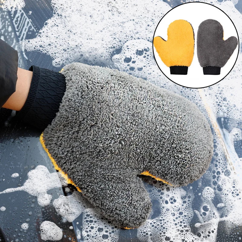 Soft Car Washing Gloves Doublesided Fleece Microfiber Chenille Drying