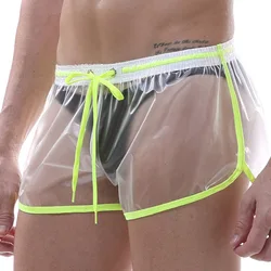 New Fashion Men Transparent Boxer Shorts Large Size Loose Swimwear Holiday Beachwear See-through Swimming Trunks Swimsuit
