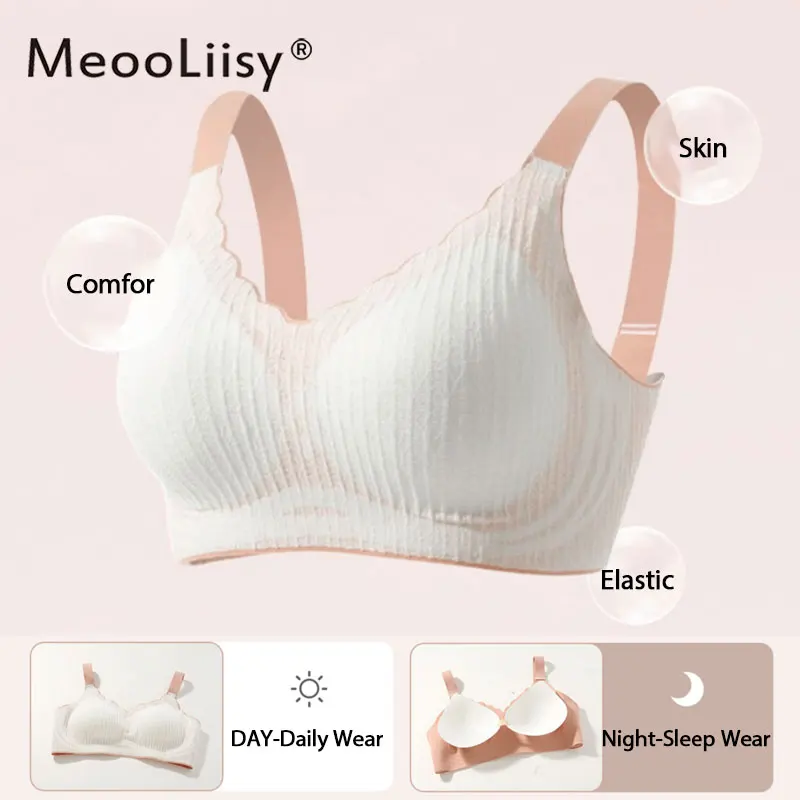 MeooLiisy One-Pieces Seamless Plus Size XXL Vest Bras for Women Minimizer No Wire Push Up Brassiere Sports Yoga Underwear