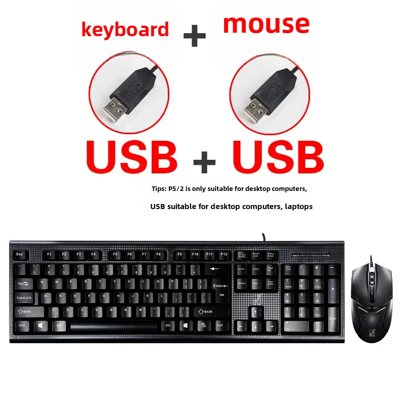 Combinação de teclado e mouse para jogos com fio Q9 Ps/2 USB ideal para computadores portáteis de escritório comercial