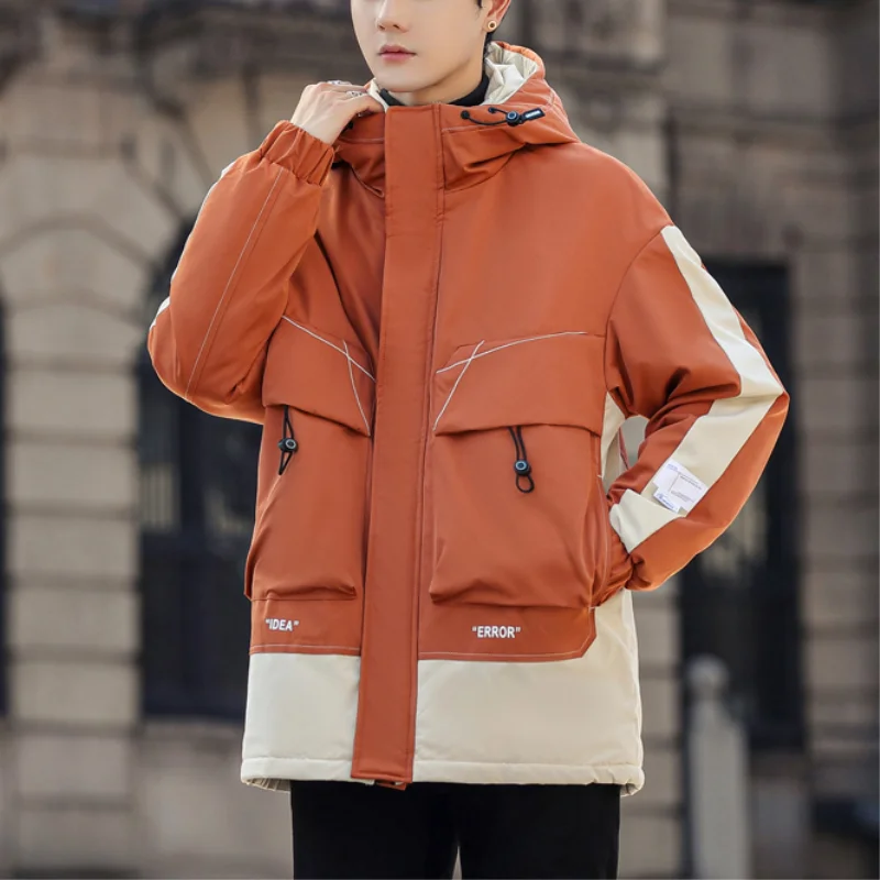 Fashion 2023 Autumn Winter Men's Long Thick Parka Youth Cotton-Padded Jacket Outdoor Streetwear Mid-Length Warm Windbreaker Coat