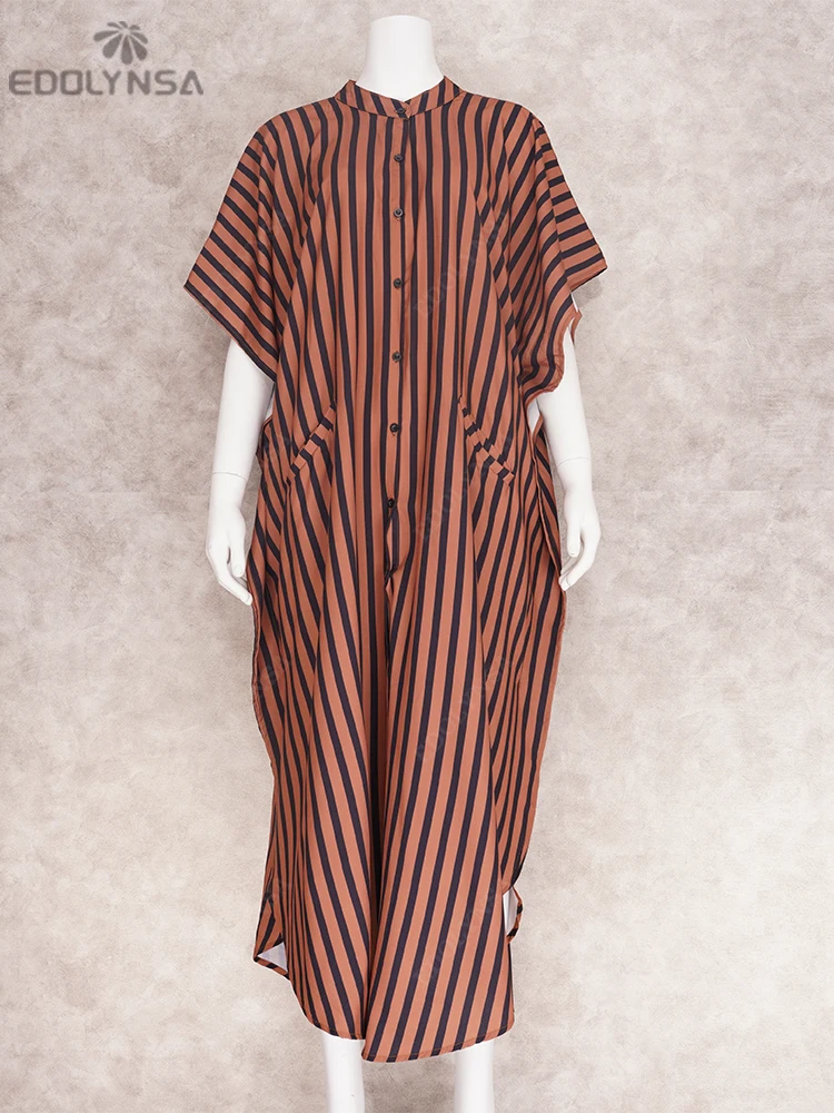 Beach Cover Swimsuit Cover Beach Dress Casual Bikini Cover-ups Blue Tunic Striped Front Open Summer Beach Dress