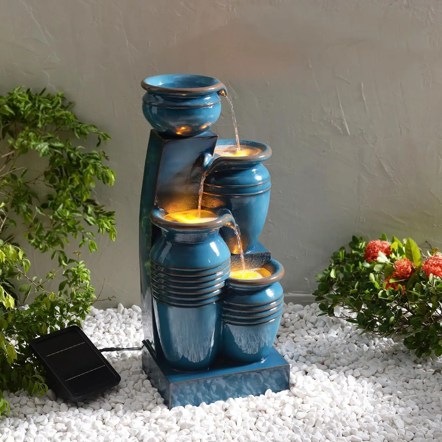 4-Tier Solar Water Fountain with LED Lights