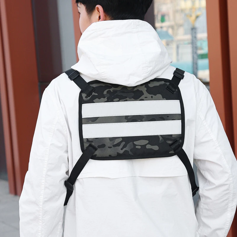 Magas légnyomású levegő minőségű oxfordy Harcászati Alsóing backpacks 2022 Új többfunkciós fényvisszaverő Uniszex mellkasi Fúrótorony Szatyor Menő Komló streetwear mellkasi
