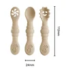 3PCS Cute Baby Learning Spoons Utensils Set Food Grade Silicone Sticky Spoon Children Cutlery Training Spoon Feeding Tableware 5