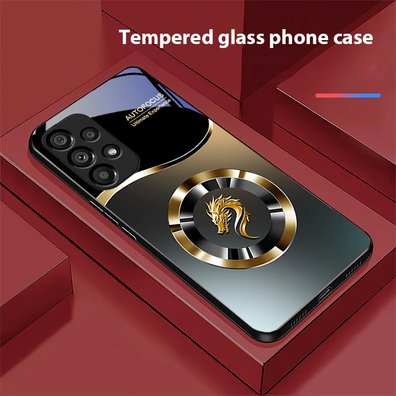 Gradient Leader Black Tempered Glass Phone Case with Hard Shell