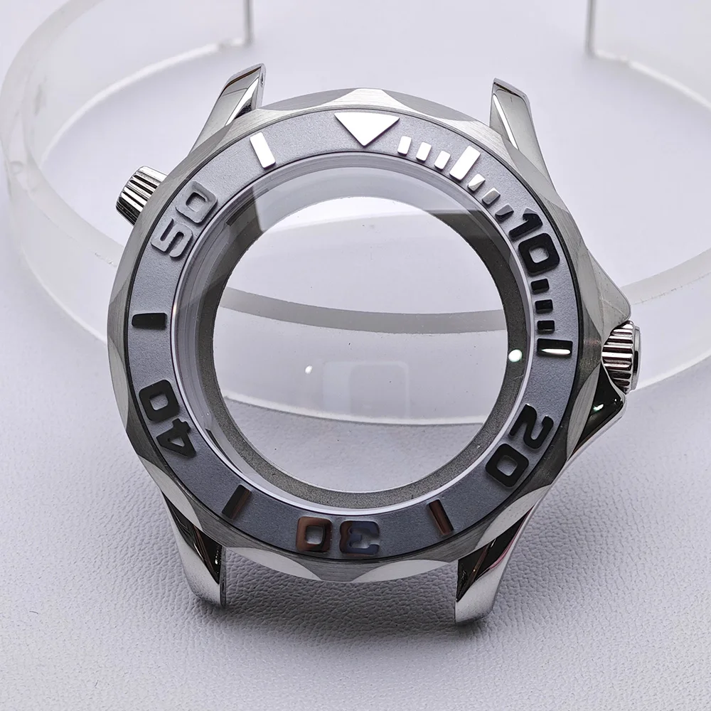 High-Quality Silver Diving Watch Case for Men with Automatic Movement