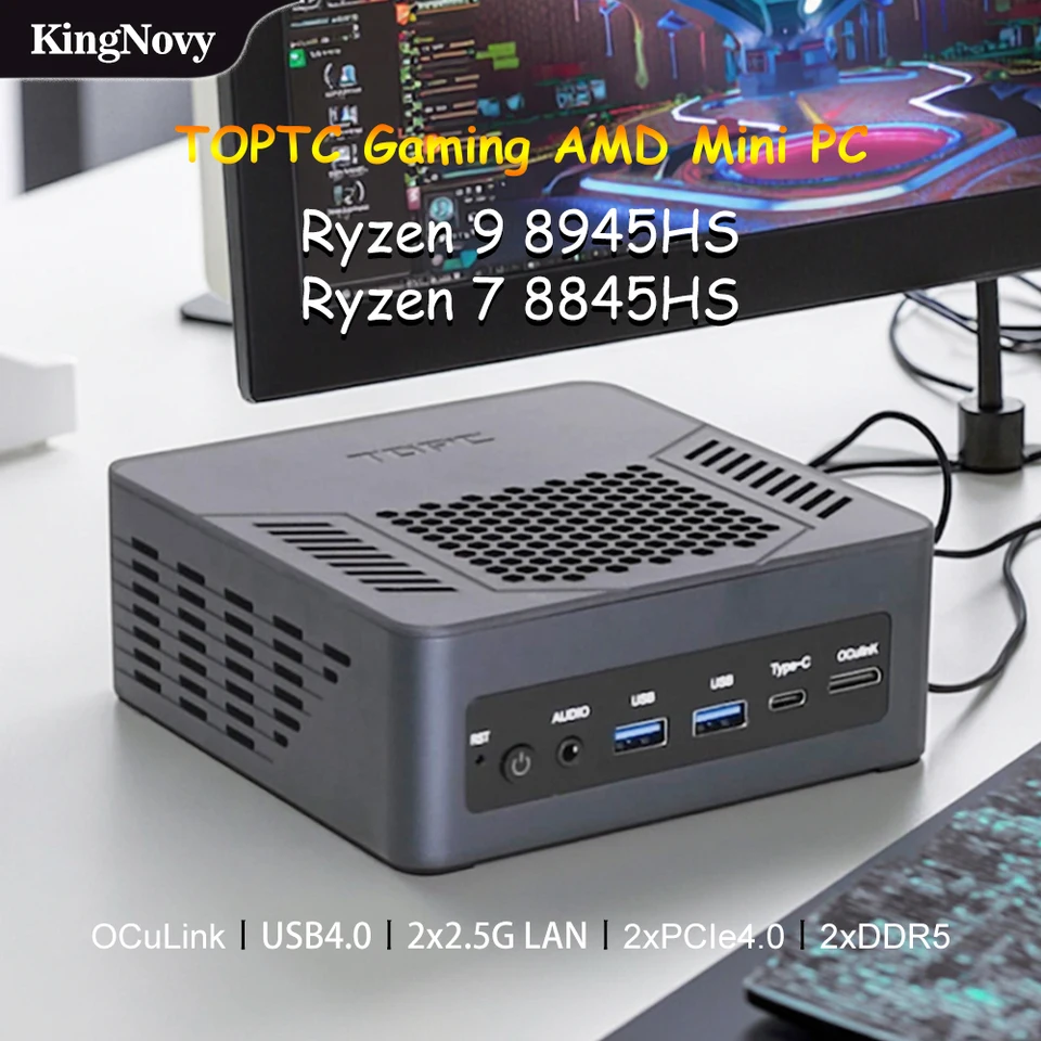 TOPTC Gaming Mini PC, Ryzen 7 8845HS/7840HS, Oculink, USB4.0, 2x2